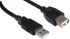 Cable USB 2.0 Roline, con A. USB A Macho, con B. USB A Hembra, long. 1.8m, color Negro