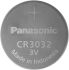 Panasonic CR3032 Button Battery, 3V, 30mm Diameter