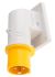 Scame IP44 Yellow Wall Mount 2P + E Right Angle Industrial Power Plug, Rated At 16A, 110 V