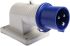 Scame IP44 Blue Wall Mount 2P+E Right Angle Industrial Power Plug, Rated At 16A, 230 V