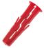 RawlPlug Red Plastic Wall Plug, 28mm Length, 6mm Fixing Hole Diameter