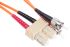 RS PRO ST to SC Duplex Multi Mode OM1 Fibre Optic Cable, 62.5/125μm, Orange, 2m