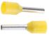 JST, GTR Insulated Crimp Bootlace Ferrule, 8mm Pin Length, 1.4mm Pin Diameter, 1mm² Wire Size, Yellow