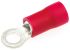JST, FV Insulated Ring Terminal, M3 (#3 → #4) Stud Size, 0.25mm² to 1.65mm² Wire Size, Red
