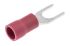 JST, FVWS1.25 Insulated Crimp Spade Connector, 0.2mm² to 1.65mm², 22AWG to 16AWG, M4 (#8) Stud Size Vinyl, Red
