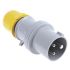 Scame IP44 Yellow Cable Mount 2P+E Industrial Power Plug, Rated At 16A, 110 V