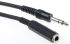 RS PRO Male 6.35mm Stereo Jack to Female 6.35mm Stereo Jack Aux Cable, Black, 3m