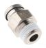 SMC KQB2 Series Straight Threaded Adaptor, R 1/8 Male to Push In 6 mm, Threaded-to-Tube Connection Style