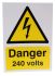 Vinil, Fekete,/sárga "Danger 240 Volts, Angol Elektromos Tábla