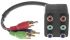 RS PRO Male RCA x 3 to Female RCA x 6 Aux Cable, Blue, Green, Red, 12in