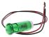 APEM Green Panel Mount Indicator, 220V ac, 10mm Mounting Hole Size, Lead Wires Termination