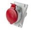 Conector de potencia de altas prestaciones Hembra, Formato 3P + E, Orientación Recto, Rojo, 415 V, 32A, IP44