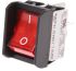 Kolébkový spínač osvětlený, barva ovladače: Červená Dvoupólový jednopolohový (DPST) Zap-nic-vyp 16 A