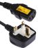 Schurter IEC C13 Socket to GB BS1363 Plug Power Cord, 2m