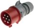 Scame, Optima IP44 Red Cable Mount 6P+E Industrial Power Plug, Rated At 32A, 415 V