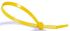 HellermannTyton Cable Tie, Inside Serrated, 100mm x 2.5 mm, Yellow Polyamide 6.6 (PA66), Pk-100