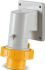 Scame IP66, IP67 Yellow Wall Mount 2P + E Right Angle Industrial Power Plug, Rated At 32A, 110 V