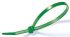 HellermannTyton Cable Tie, Inside Serrated, 100mm x 2.5 mm, Green Polyamide 6.6 (PA66), Pk-100