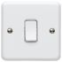 MK Electric White Rocker Light Switch, 2 Way, 1 Gang, Metalclad