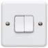 MK Electric White Rocker Light Switch, 2 Way, 2 Gang, Metalclad