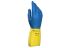 Mapa Spontex 405 ALTO ACTIVATED 10 Blue Latex Chemical Resistant Work Gloves, Size 10.5, Latex, Neoprene Coating