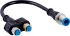 Sick M12 4-Pin x 2 to M8 4-Pin Cable assembly, 100mm Cable