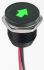 Indikátor pro montáž do panelu 16mm Zapuštěné barva Zelená, typ žárovky: LED Olověné dráty, 12V dc APEM