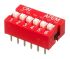 6 Way Through Hole DIP Switch 6PST, Recessed Actuator