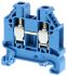 Omron XW5T Series Blue DIN Rail Terminal Block, 6mm², Single-Level, Screw Termination