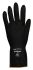BM Polyco Jet Black Black Chemical Resistant Cotton Work Gloves, Size 7, Small, Rubber Coated