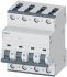 Siemens B型MCB, 4极, 10 kA分断, 50A, 400VAC, 5SY4系列