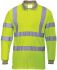 Reflexní tričko s límečkem Unisex EN20471, Žlutá, Polyester, EUR: M, UK: M Dlouhé ANSI/ISEA 107 CLASS 3:2, CE