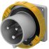 Scame IP67 Yellow Panel Mount 2P + E Industrial Power Plug, Rated At 32A, 110 V