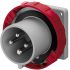 Scame IP67 Red Panel Mount 3P + E Industrial Power Plug, Rated At 32A, 415 V