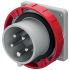 Scame IP67 Red Panel Mount 3P + N + E Industrial Power Plug, Rated At 32A, 415 V