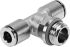 Festo 黄铜螺纹三通气管接头, 食品级, 推入式12 mm转推入式12 mm, NPQH系列, 578401