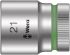 Wera 1/2 in Drive 21mm Standard Socket, 6 point, 37 mm Overall Length