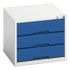 Bott 3 Drawer Storage Unit, Steel, 450mm x 525mm x 550mm, Blue, Grey