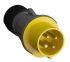 Amphenol Industrial, Easy & Safe IP44 Yellow Cable Mount 3P + E Industrial Power Plug, Rated At 16A, 110 V