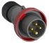 Amphenol Industrial, Easy & Safe IP67 Red Cable Mount 3P + E Industrial Power Plug, Rated At 32A, 415 V