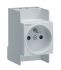 Hager Grey 2 Gang Plug Socket, 16A, Type E - French, Indoor Use