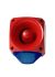 Sygnalizator akustyczny z lampą sygnalizacyjną 110 → 230 V ac Niebieski AC IP66 Montaż boczny 113dB