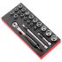 Facom 21-Piece Metric 1/2" Standard Socket Set with Ratchet, 6 point