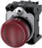 Siemens, SIRIUS ACT 3SU11, Panel Mount Red LED Indicator, 22mm Cutout, Round, 110V ac