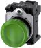 Siemens, SIRIUS ACT 3SU11, Panel Mount Green LED Indicator, 22mm Cutout, Round, 24V ac/dc