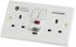 Timeguard 30A, BS Fixing, Passive RCD Socket, Plastic, Surface Mount, Switched, 230 V ac, White