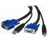 Startech 1.8m Male 15 Pin VGA, Male 4 Pin USB 2.0 Type A to Female 15 Pin VGA, Male 4 Pin USB B Black KVM Mixed Cable
