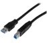 Cable USB 3.0 StarTech.com, con A. USB A Macho, con B. USB B Macho, long. 2m, color Negro