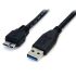 Cable USB 3.0 Startech, con A. USB A Macho, con B. Micro USB B Macho, long. 500mm, color Negro