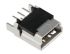 Konektor Mini USB, číslo řady: 500075 verze 2.0 typ Mini USB, Samice, orientace těla: Svislý, Průchozí otvor, 30 V